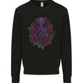 Octopus Skull Cthulhu Kraken With Roses Mens Sweatshirt Jumper Black