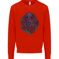 Octopus Skull Cthulhu Kraken With Roses Mens Sweatshirt Jumper Bright Red