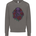 Octopus Skull Cthulhu Kraken With Roses Mens Sweatshirt Jumper Charcoal