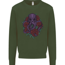 Octopus Skull Cthulhu Kraken With Roses Mens Sweatshirt Jumper Forest Green