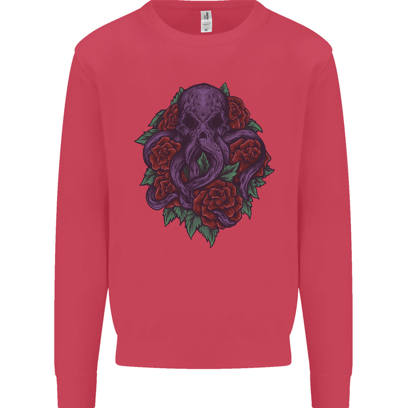 Octopus Skull Cthulhu Kraken With Roses Mens Sweatshirt Jumper Heliconia