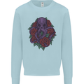 Octopus Skull Cthulhu Kraken With Roses Mens Sweatshirt Jumper Light Blue