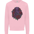 Octopus Skull Cthulhu Kraken With Roses Mens Sweatshirt Jumper Light Pink