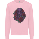 Octopus Skull Cthulhu Kraken With Roses Mens Sweatshirt Jumper Light Pink
