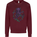 Octopus Skull Cthulhu Kraken With Roses Mens Sweatshirt Jumper Maroon
