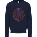 Octopus Skull Cthulhu Kraken With Roses Mens Sweatshirt Jumper Navy Blue