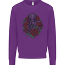 Octopus Skull Cthulhu Kraken With Roses Mens Sweatshirt Jumper Purple