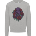 Octopus Skull Cthulhu Kraken With Roses Mens Sweatshirt Jumper Sports Grey