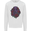 Octopus Skull Cthulhu Kraken With Roses Mens Sweatshirt Jumper White