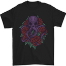 Octopus Skull Cthulhu Kraken With Roses Mens T-Shirt Cotton Gildan Black
