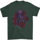 Octopus Skull Cthulhu Kraken With Roses Mens T-Shirt Cotton Gildan Forest Green