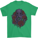 Octopus Skull Cthulhu Kraken With Roses Mens T-Shirt Cotton Gildan Irish Green