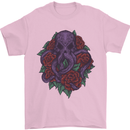 Octopus Skull Cthulhu Kraken With Roses Mens T-Shirt Cotton Gildan Light Pink