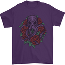 Octopus Skull Cthulhu Kraken With Roses Mens T-Shirt Cotton Gildan Purple