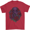 Octopus Skull Cthulhu Kraken With Roses Mens T-Shirt Cotton Gildan Red