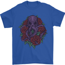 Octopus Skull Cthulhu Kraken With Roses Mens T-Shirt Cotton Gildan Royal Blue
