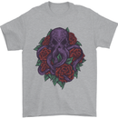 Octopus Skull Cthulhu Kraken With Roses Mens T-Shirt Cotton Gildan Sports Grey