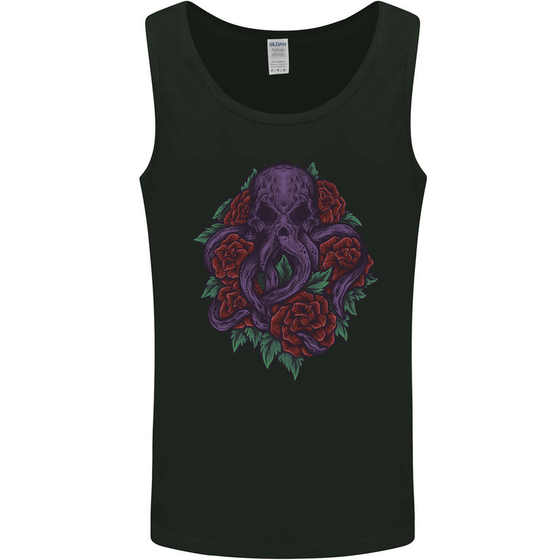 Octopus Skull Cthulhu Kraken With Roses Mens Vest Tank Top Black