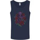Octopus Skull Cthulhu Kraken With Roses Mens Vest Tank Top Navy Blue