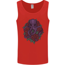 Octopus Skull Cthulhu Kraken With Roses Mens Vest Tank Top Red