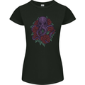 Octopus Skull Cthulhu Kraken With Roses Womens Petite Cut T-Shirt Black