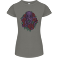 Octopus Skull Cthulhu Kraken With Roses Womens Petite Cut T-Shirt Charcoal