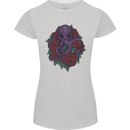 Octopus Skull Cthulhu Kraken With Roses Womens Petite Cut T-Shirt Sports Grey