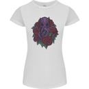 Octopus Skull Cthulhu Kraken With Roses Womens Petite Cut T-Shirt White