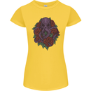 Octopus Skull Cthulhu Kraken With Roses Womens Petite Cut T-Shirt Yellow