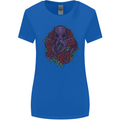 Octopus Skull Cthulhu Kraken With Roses Womens Wider Cut T-Shirt Royal Blue