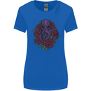 Octopus Skull Cthulhu Kraken With Roses Womens Wider Cut T-Shirt Royal Blue