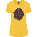 Octopus Skull Cthulhu Kraken With Roses Womens Wider Cut T-Shirt Yellow