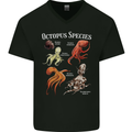 Octopus Species Scuba Diving Ocean Mens V-Neck Cotton T-Shirt Black