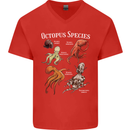 Octopus Species Scuba Diving Ocean Mens V-Neck Cotton T-Shirt Red