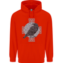Odin Celtic Raven Viking Tattoo Cross Runic Childrens Kids Hoodie Bright Red