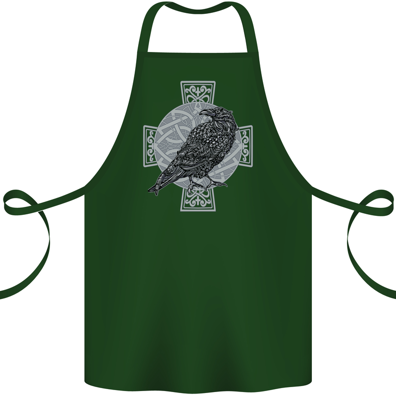 Odin Celtic Raven Viking Tattoo Cross Runic Cotton Apron 100% Organic Forest Green