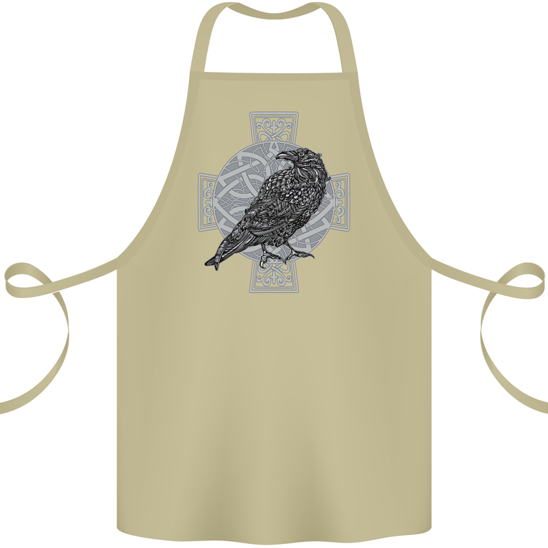 Odin Celtic Raven Viking Tattoo Cross Runic Cotton Apron 100% Organic Khaki
