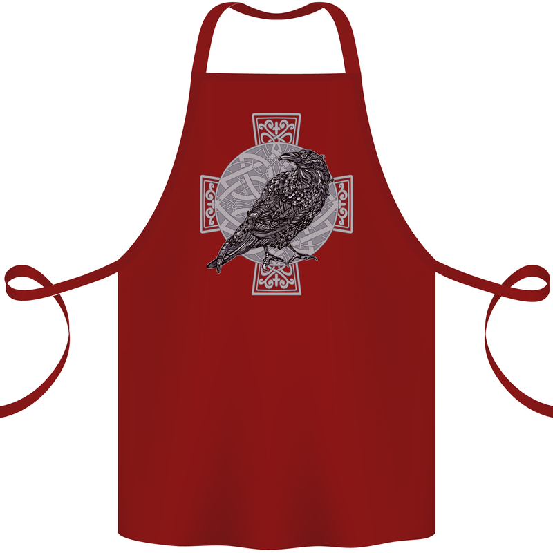 Odin Celtic Raven Viking Tattoo Cross Runic Cotton Apron 100% Organic Maroon