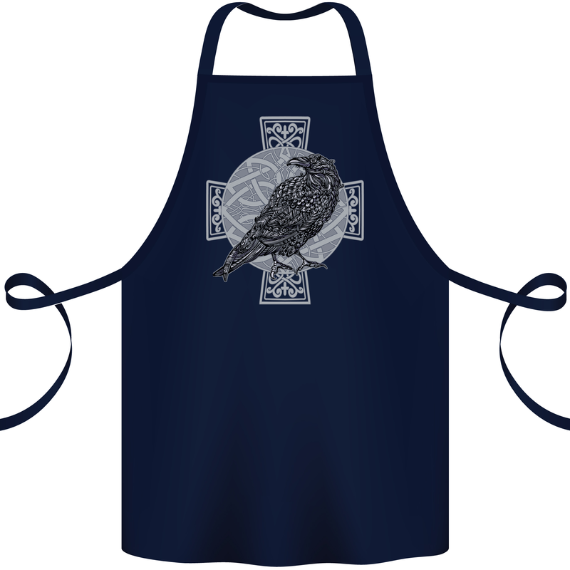 Odin Celtic Raven Viking Tattoo Cross Runic Cotton Apron 100% Organic Navy Blue