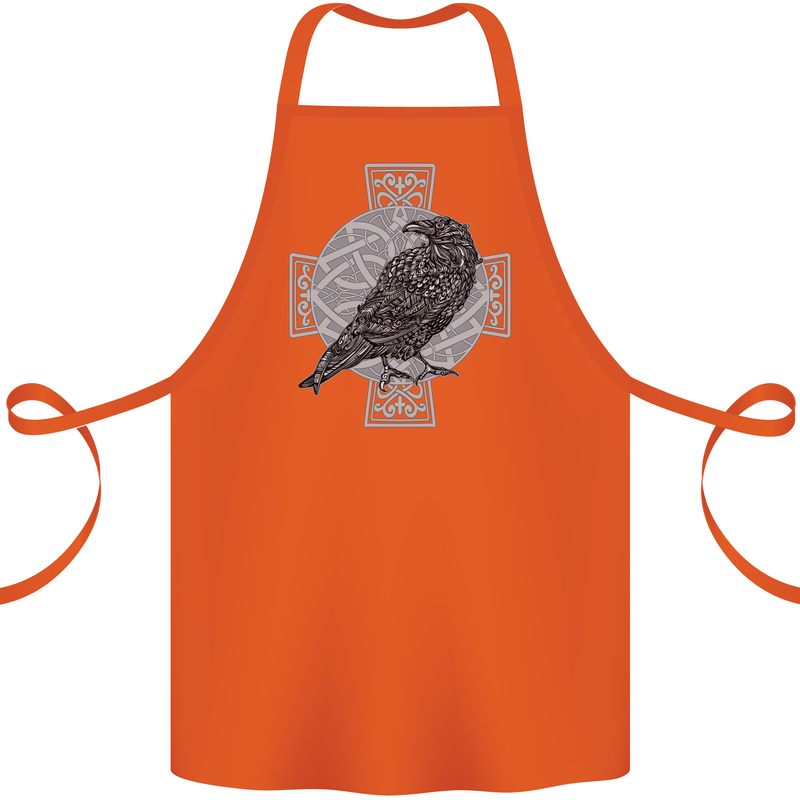 Odin Celtic Raven Viking Tattoo Cross Runic Cotton Apron 100% Organic Orange