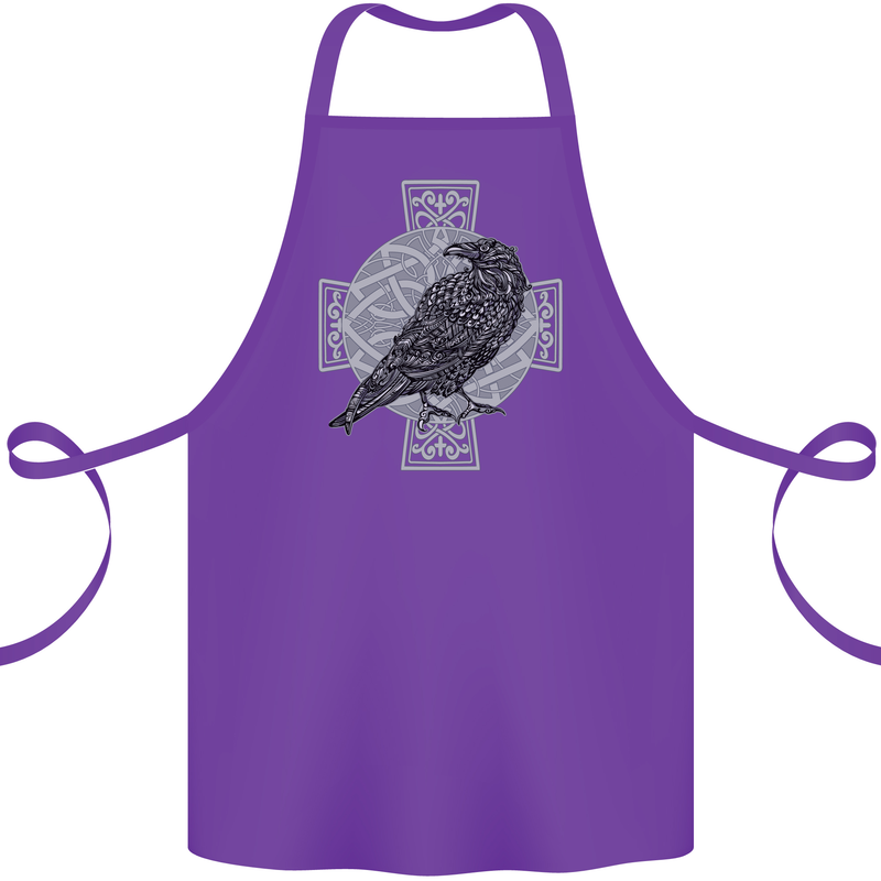 Odin Celtic Raven Viking Tattoo Cross Runic Cotton Apron 100% Organic Purple