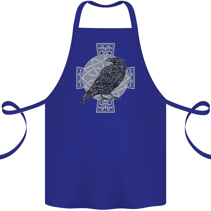 Odin Celtic Raven Viking Tattoo Cross Runic Cotton Apron 100% Organic Royal Blue