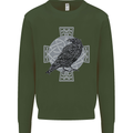 Odin Celtic Raven Viking Tattoo Cross Runic Kids Sweatshirt Jumper Forest Green