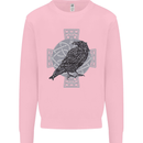 Odin Celtic Raven Viking Tattoo Cross Runic Kids Sweatshirt Jumper Light Pink