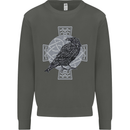 Odin Celtic Raven Viking Tattoo Cross Runic Kids Sweatshirt Jumper Storm Grey