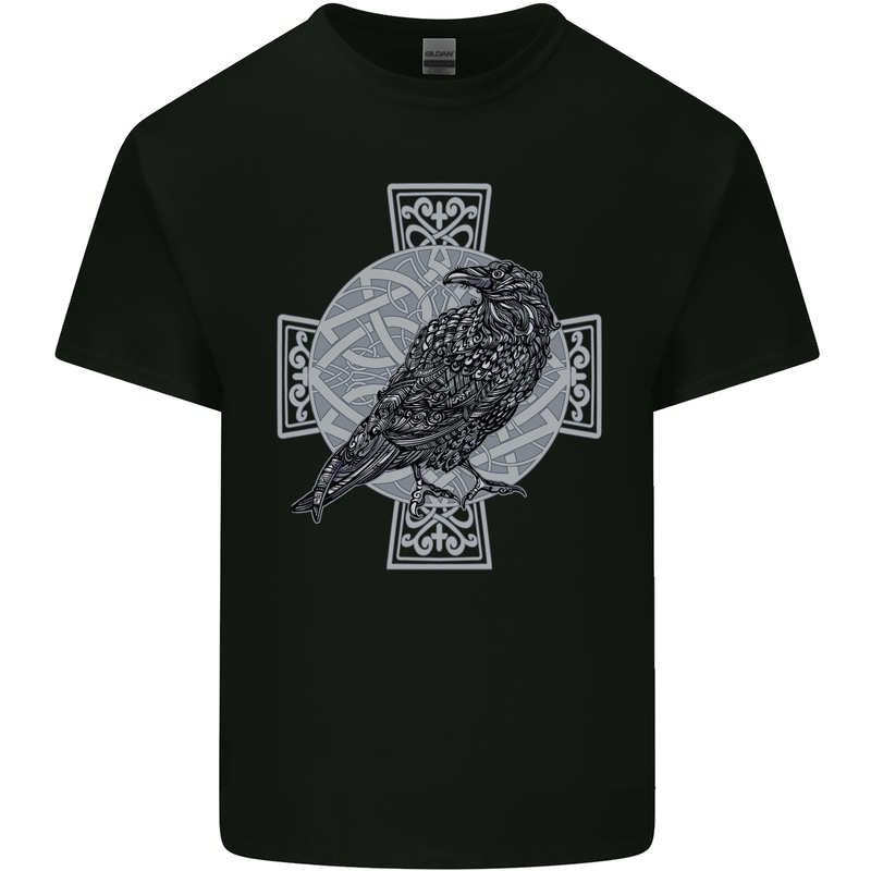Odin Celtic Raven Viking Tattoo Cross Runic Kids T-Shirt Childrens Black