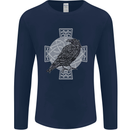 Odin Celtic Raven Viking Tattoo Cross Runic Mens Long Sleeve T-Shirt Navy Blue