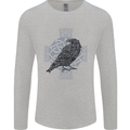 Odin Celtic Raven Viking Tattoo Cross Runic Mens Long Sleeve T-Shirt Sports Grey