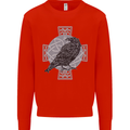 Odin Celtic Raven Viking Tattoo Cross Runic Mens Sweatshirt Jumper Bright Red