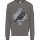 Odin Celtic Raven Viking Tattoo Cross Runic Mens Sweatshirt Jumper Charcoal